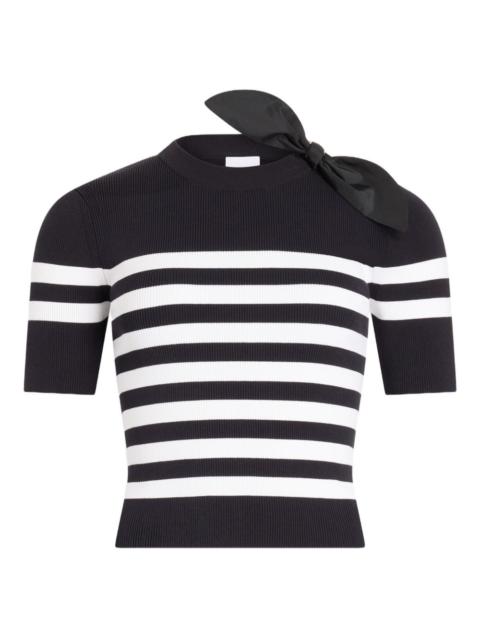 PATOU striped bow-detail knitted T-shirt