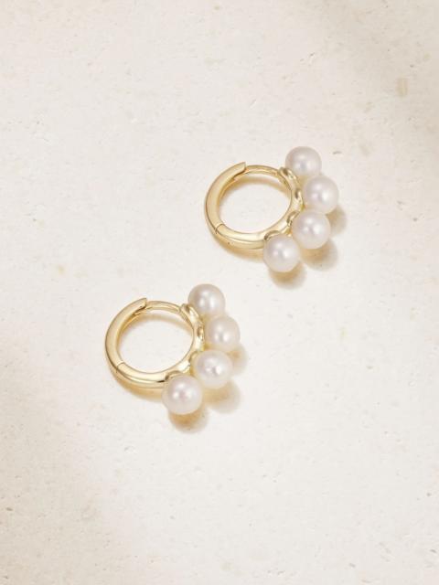 MATEO 4 Point 14-karat gold pearl hoop earrings Gold
