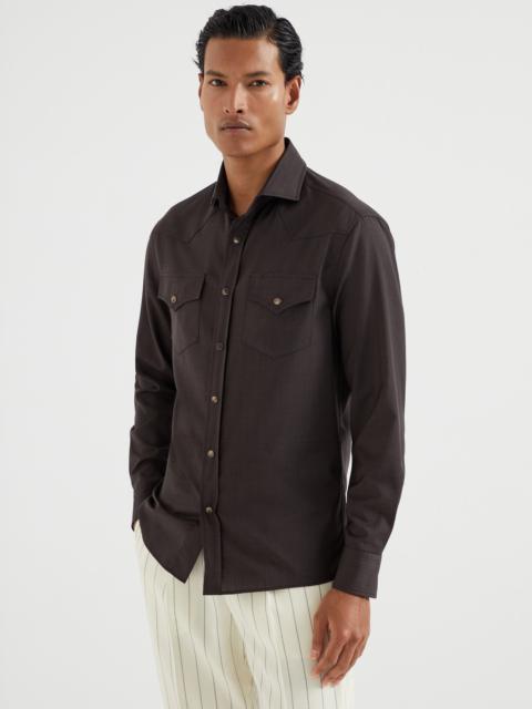 Brunello Cucinelli Virgin wool poplin easy fit Western shirt