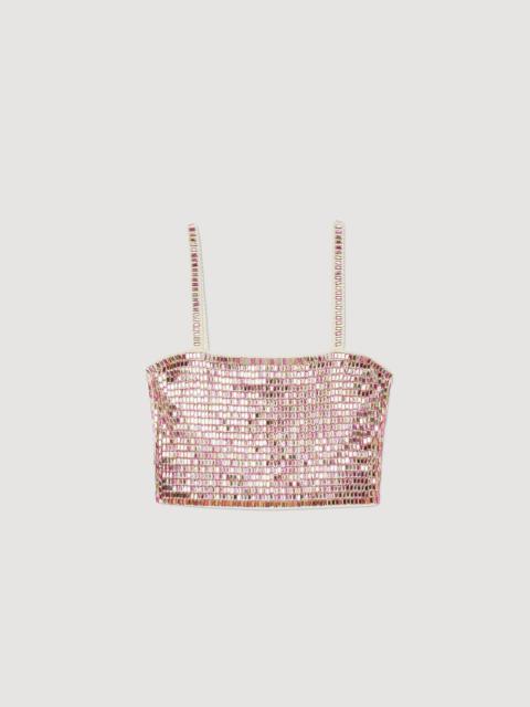 Sandro SHORT CROP TOP WITH BEADS