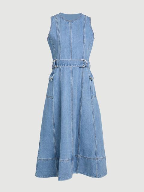 KAREN MILLEN Denim Dropped Waist Full Skirted Midi Dress