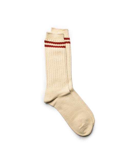 ANONYMOUSISM Anonymous Ism OC 2Line Pique Rib Crew Sock Red