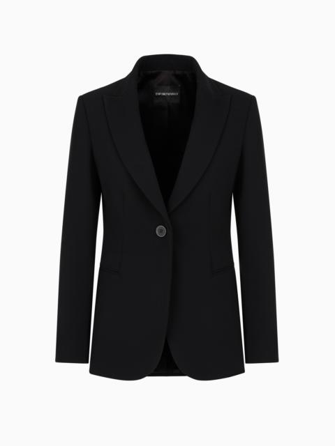 EMPORIO ARMANI Single-breasted jacket in technical gabardine