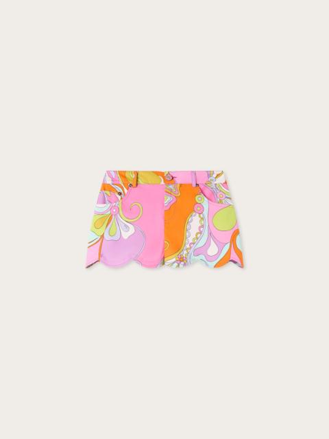 PUCCI ORCHIDEE PRINT SCALLOP TRIM SHORTS