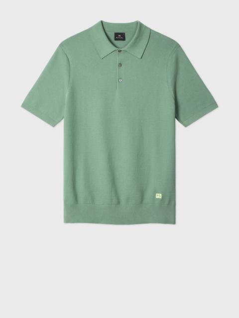 Paul Smith Green Textured Cotton Knitted Polo Shirt