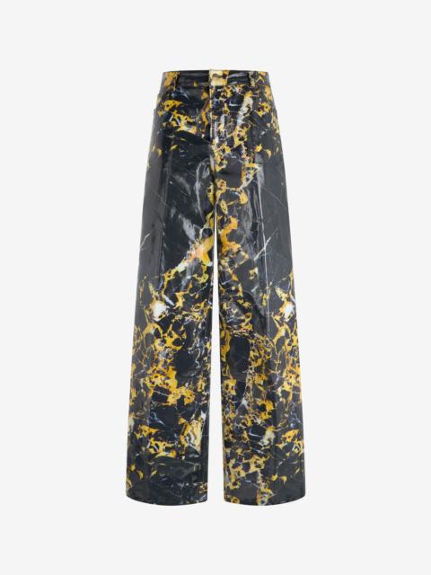 Roberto Cavalli Loose trousers with Marble print