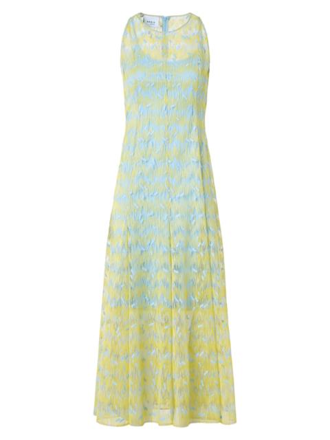 AKRIS Women's Embroidered Tulle Crewneck Midi-Dress - Lemon Zing Sky Blue