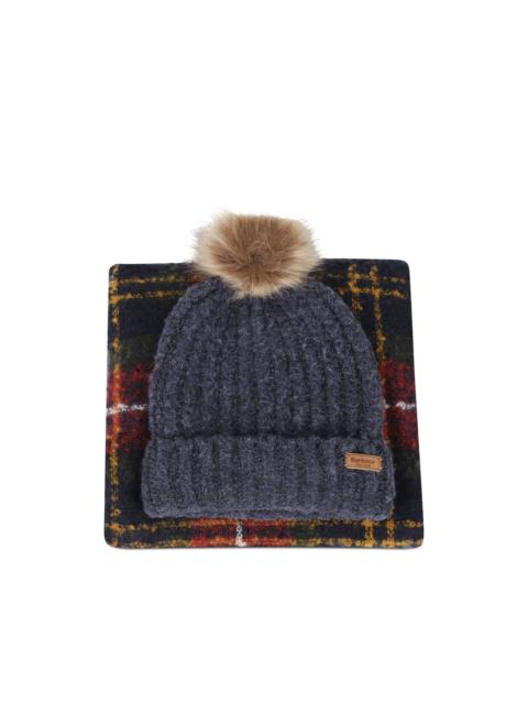 Barbour pompom-detail beanie-scarf set