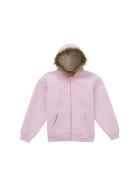 Supreme Supreme Faux Fur Zip Up Hooded Sweatshirt Pink
