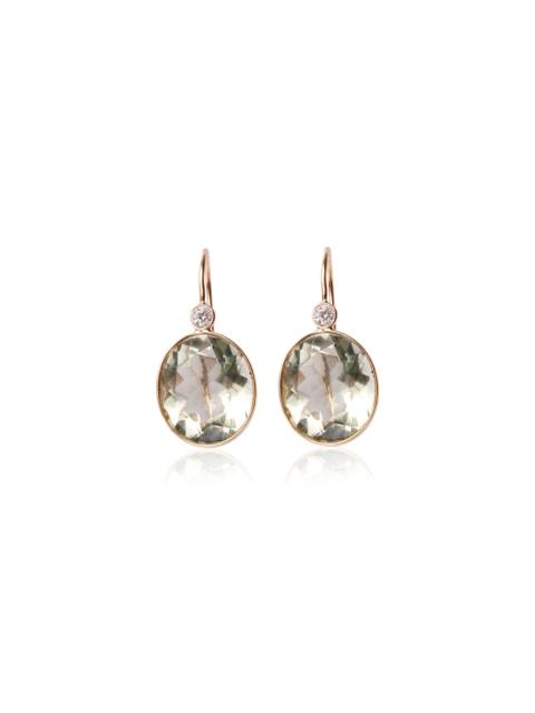 LIZZIE FORTUNATO Pool Earrings In Green Amethyst & Diamond green