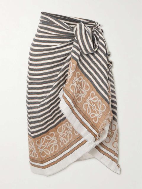 Loewe + Paula's Ibiza fringed jacquard-woven linen and cotton-blend scarf