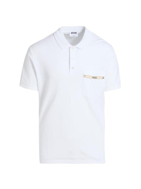Moschino Men's Label Pocket Cotton Polo Shirt - White