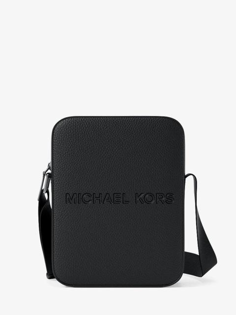 MICHAEL KORS Cooper Logo Embossed Pebbled Leather Messenger Bag