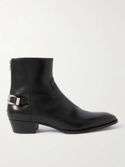 CELINE Drugstore Buckled Leather Ankle Boots