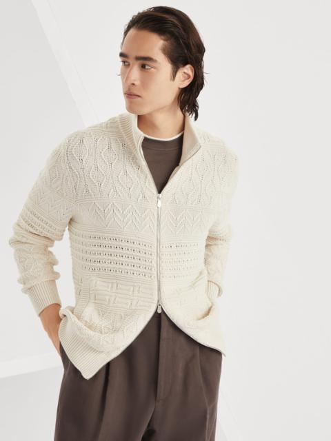 Brunello Cucinelli Heritage stitch cardigan in cotton with zipper