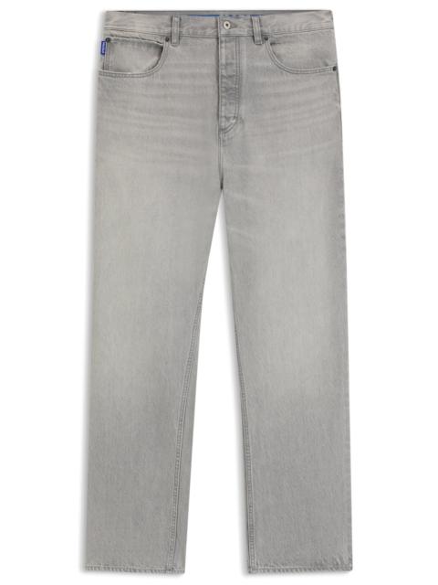 HUGO GREY BAGGY-FIT JEANS IN STONEWASHED DENIM