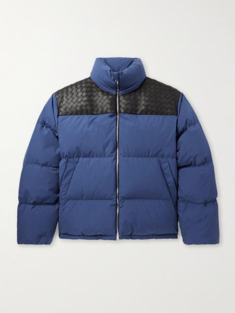 Bottega Veneta Intrecciato Leather-Trimmed Quilted Cotton-Poplin Down Jacket