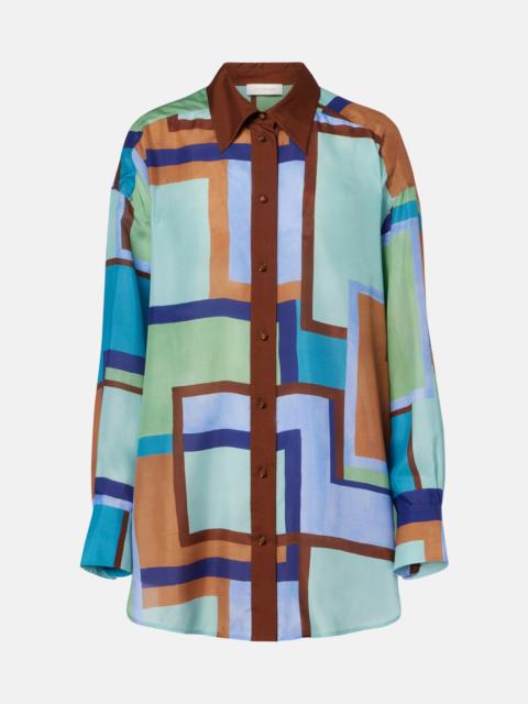 Zimmermann Como printed silk satin shirt