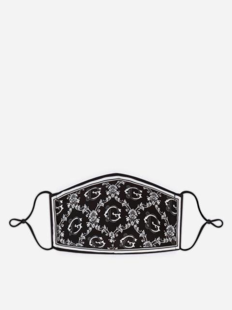 Poplin face mask with brocade print