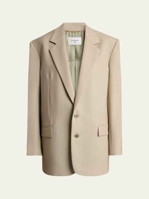 SAINT LAURENT Single-Breasted Oversized Wool-Silk Blazer Jacket