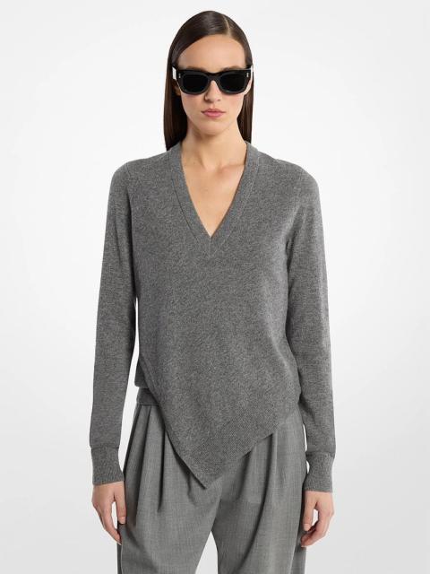 MICHAEL KORS COLLECTION Cashmere V-Neck Asymmetric Sweater