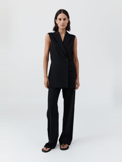 ST. AGNI Wool Sleeveless Split Blazer - Black