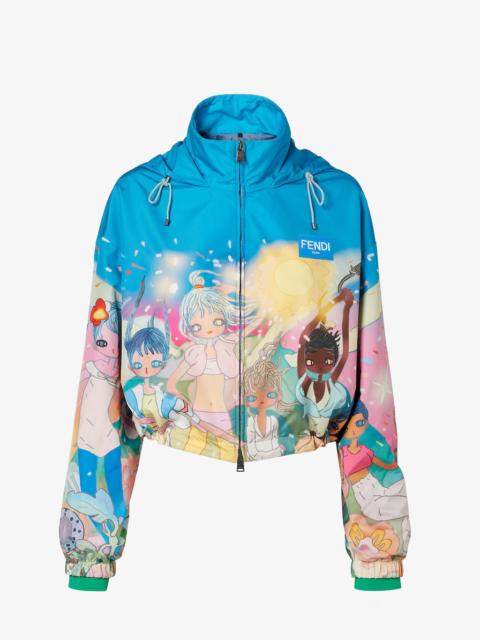 Fantastic Fendi Future Windbreaker Turquoise and green printed nylon windbreaker