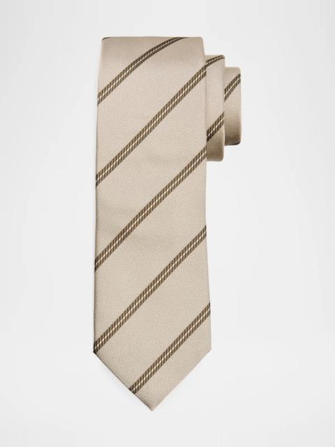 Brunello Cucinelli Men's Regimental Stripe Silk Tie