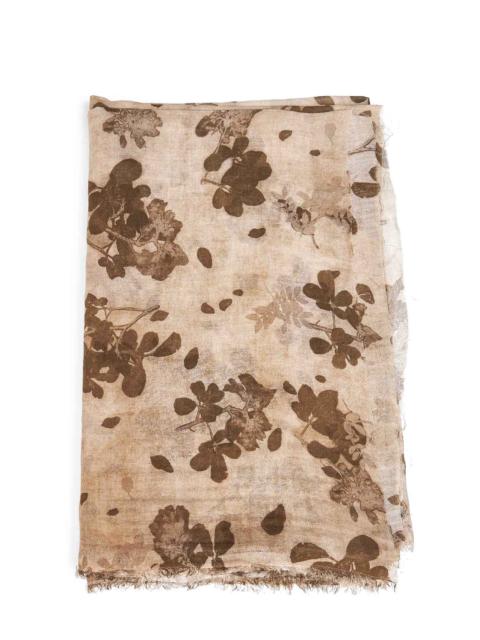 UMA WANG Tan and brown floral-print cotton scarf