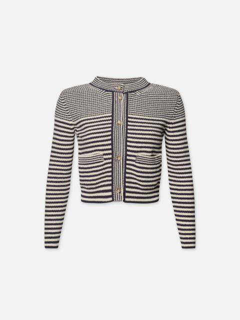 FRAME Compact Stripe Cardi in Navy Multi