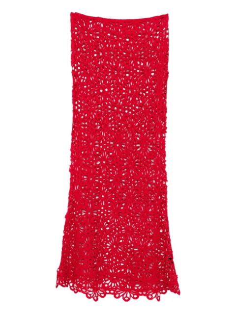 NORMA KAMALI floral-lace skirt