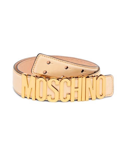 Moschino Men's Logo Hardware Leather Belt - Sand