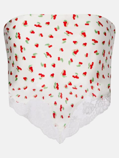 POSSE Fae lace-trimmed printed top