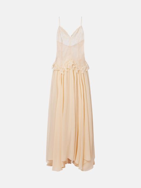 Blumarine Lace-trimmed georgette maxi dress