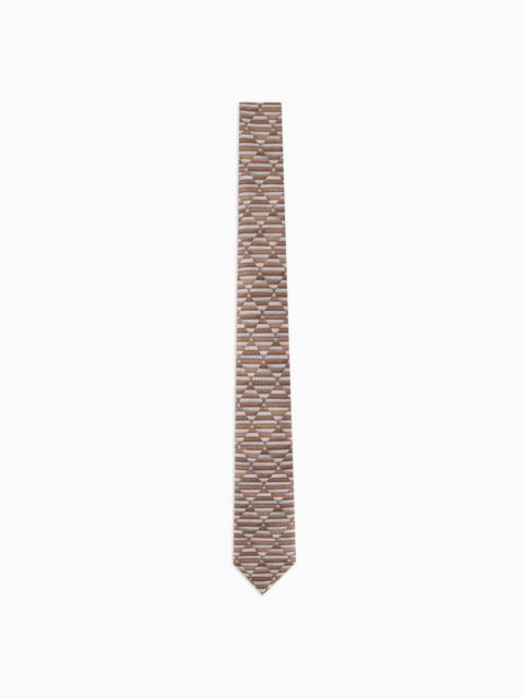 Silk tie with geometric print