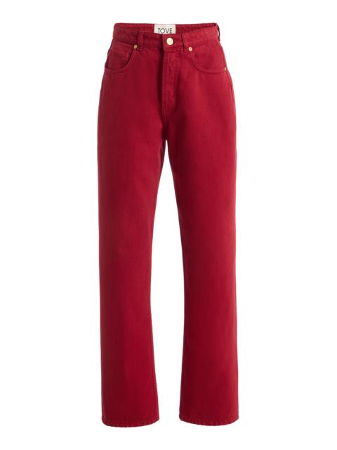 TOVE Senna Rigid Mid-Rise Straight-Leg Jeans red