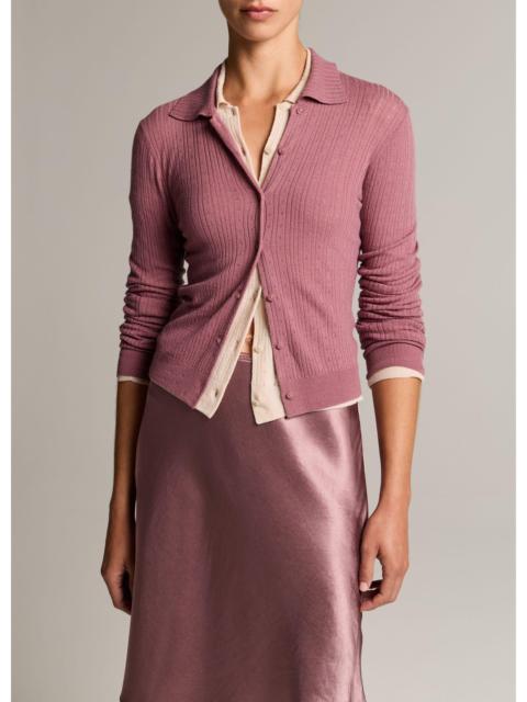 Vince Pointelle Wool Collared Cardigan