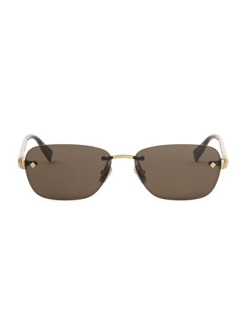 BVLGARI Women's Tubogas 55MM Rectangular Sunglasses - Gold Brown