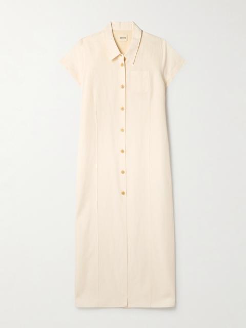 KHAITE Effy Silk And Cotton-blend Organza Midi Shirt Dress