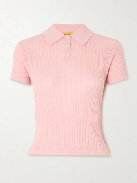 GUEST IN RESIDENCE Ribbed cashmere polo sweater Baby pink