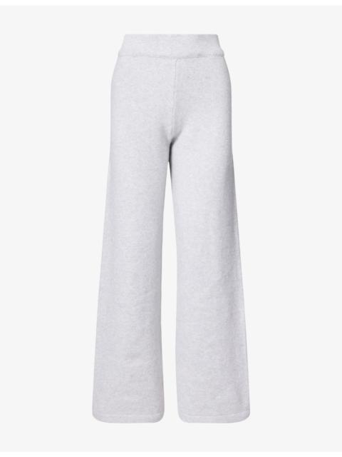 ADANOLA Logo-Embroidered Wide-Leg Knitted Jogging Bottoms