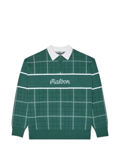 malbon plaid zip polo shirt