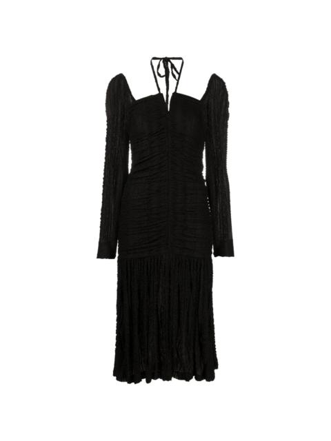 halterneck ruched dress