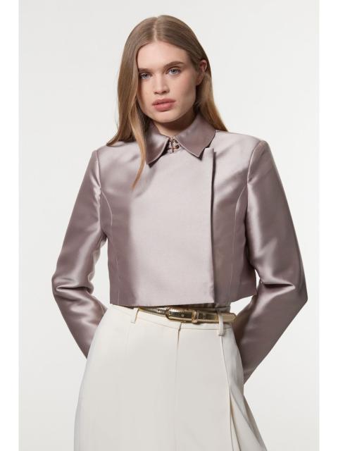 KAREN MILLEN Collared Twill Cropped Woven  Jacket