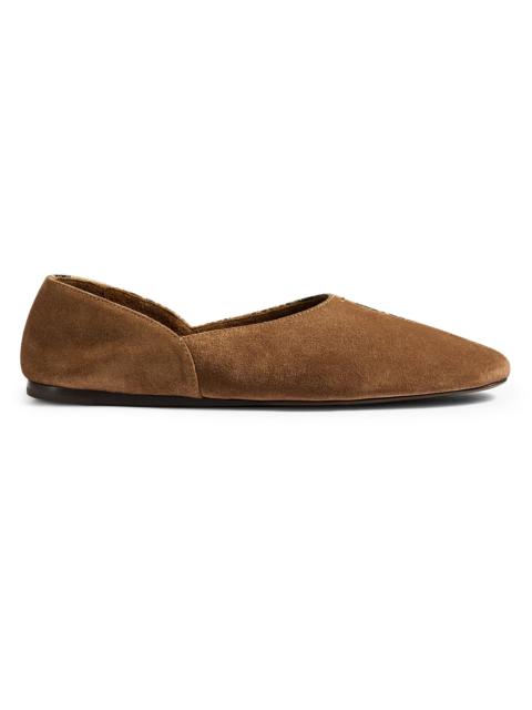 KHAITE Women's Jane Suede & Croc-Embossed Leather Flats - Dattero