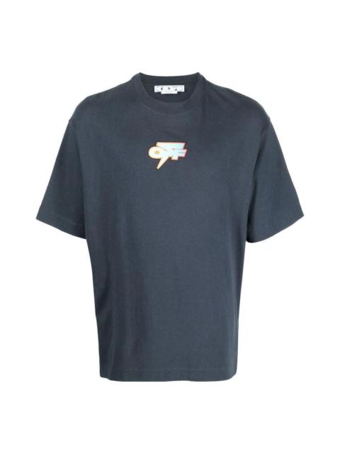 Off-White Men's Off-White FW22 Pattern Printing Round Neck Short Sleeve Loose Fit Navy Blue T-Shirt OMAA120F22