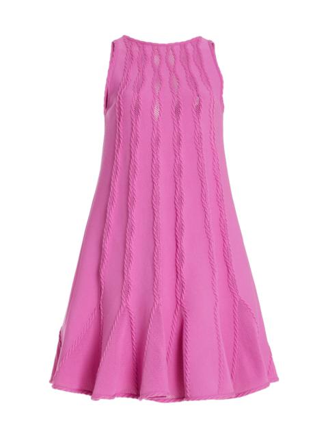 Oscar de la Renta Sleeveless Braid Detail Trapeze Knit Dress pink