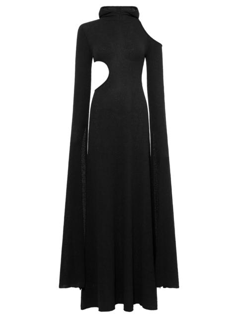 GABRIELA HEARST Daya Cutout Knit Hoodie Maxi Dress in Black Mulberry Silk