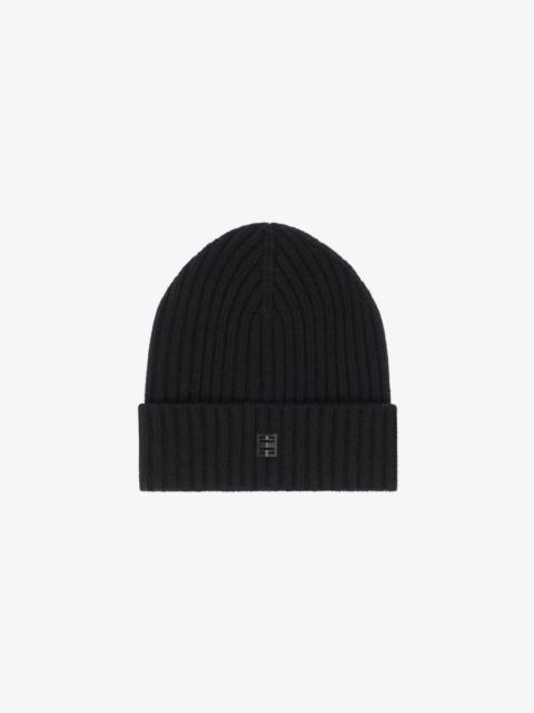 RIBBED BEANIE IN WOOL AND CASHMERE