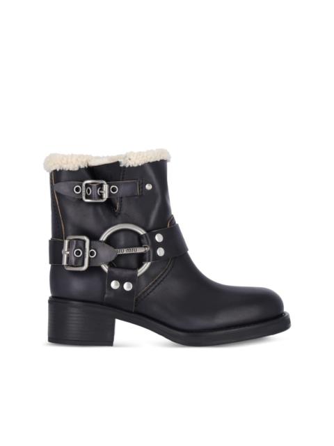 Miu Miu 50mm shearling biker boots